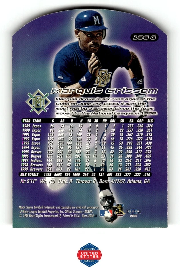 2000 Ultra #136G Marquis Grissom Gold Medallion - Image 2 of 2