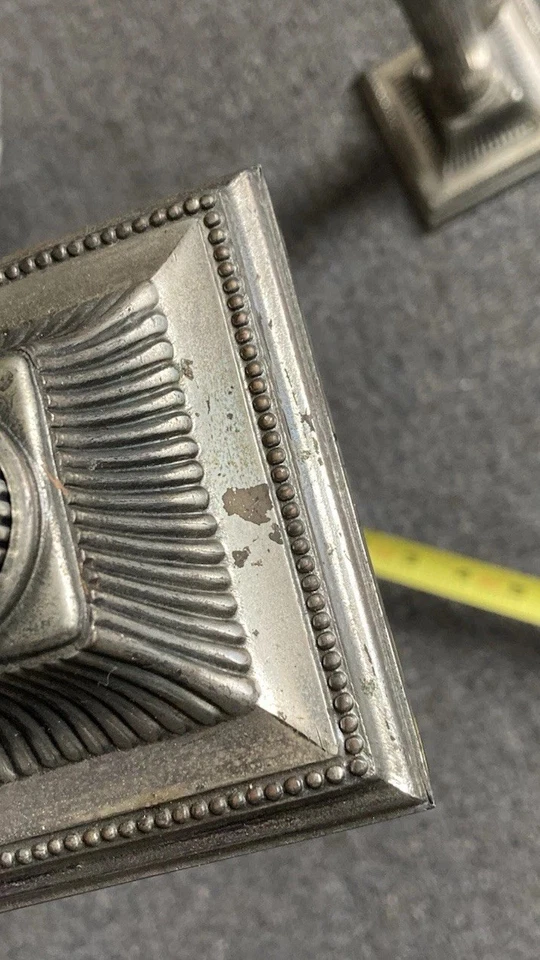 Toalha inglesa antiga WA prata prato par coluna castiçais década de 1980 coríntia - Imagem 2 de 4