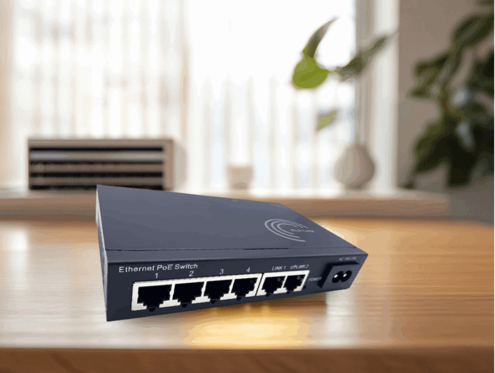 Switch PoE Gigabit 4 ports commutateur réseau métal 120W pour caméra IP