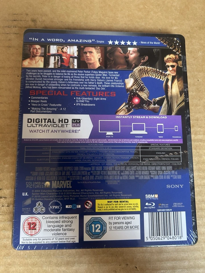 SPIDER-MAN 2 UK Reg Free LENTICULAR BLU RAY STEELBOOK NEW & SEALED Rare Marvel - Image 2 of 4