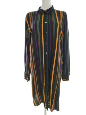 B.YOUNG Damen Hemdblusenkleid Gr. 40 Schwarz Langer Ärmel Streifen Kragen Midi