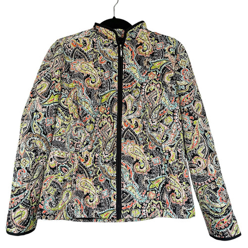 Y2K Requirements Womens Quilted Jacket Medium Full Zip Paisley Floral Colorful - Picture 1 of 10