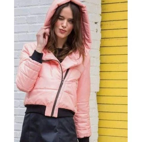 Vaute Couture "Jess" Puffer Coat in Apricot Pink - Size M - Made in USA Vegan - product listing photo