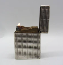 S.T Dupont Short-Form Lighter Silver Plated w/ Horizontal Stripes (Empty) France