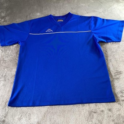 Kappa Shirt Mens Medium Blue V-Neck Soccer Jersey Athletic Training Lightweight