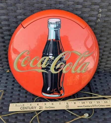 Vintage 1995 COCA-COLA Logo Red, Blinking Disc Telephone OR LIGHTED WALL DECOR!