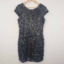 Phase Eight Dress Womens UK 8 Black Sequin Party Occasion Evening Cocktail