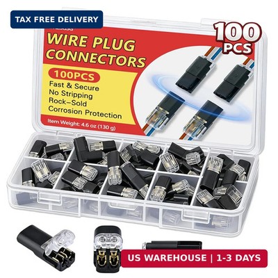 100PCS 2Pin Quick Connect Wire Connectors No Strip Lock LED Kit
