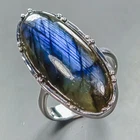 Gemstone 32 ct Natural Labradorite Ring 925 Sterling Silver Size 8.5 /R446660