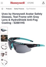 Uvex by Honeywell Avatar Safety Glasses, Teal Frame with Gray Lens Anti-Fog