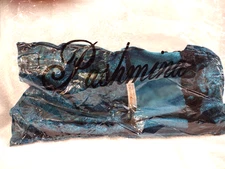 NEW in package Women's Blue & black Fringed PASHMINA Shawl Scarf