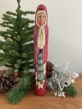 Pencil Santa with Wavy Tree- Red (732) by Whispering Pines Carving