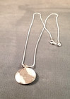 Sterling Silver Hammered Wavy Disc Pendant Necklace signed — photo 6