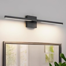 EIDEARAY Black Bathroom Light Fixture 360°,Long Strip LED Wall Lamp 12W