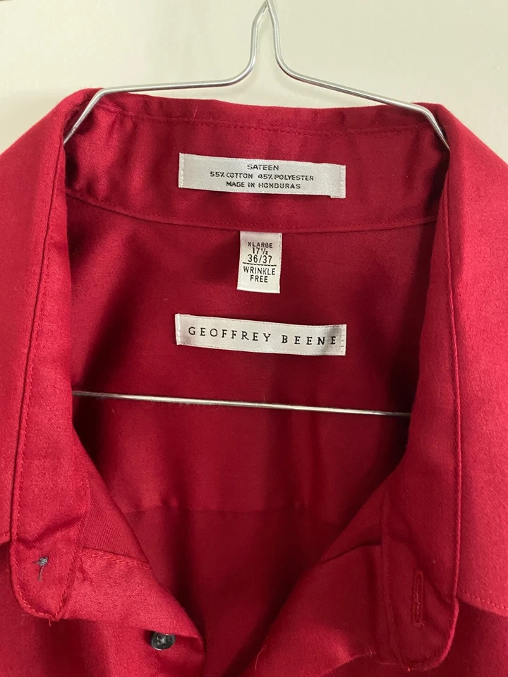 Camisa GEOFFREY BEENE SATÉN ROJA XL 17.5 36/37 SIN ARRUGAS Foto 4 de 4
