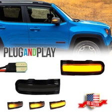 2x Smoked Sequential LED Side Mirror Blinker Signal Lights For 15+ Jeep Renegade