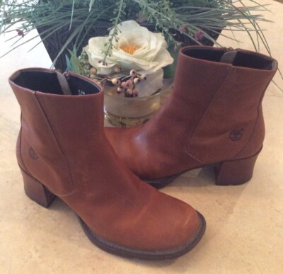 Timberland Alyse Women's Brown Leather Ankle Zip Booties 62319 Sz