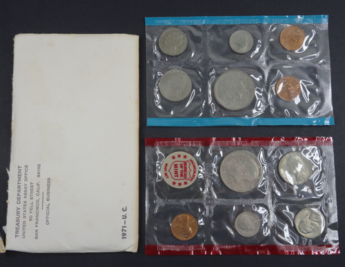 (5) 1971 P & D US Mint Uncirculated Sets 55 Coins OGP Original Envelopes - Picture 2 of 6