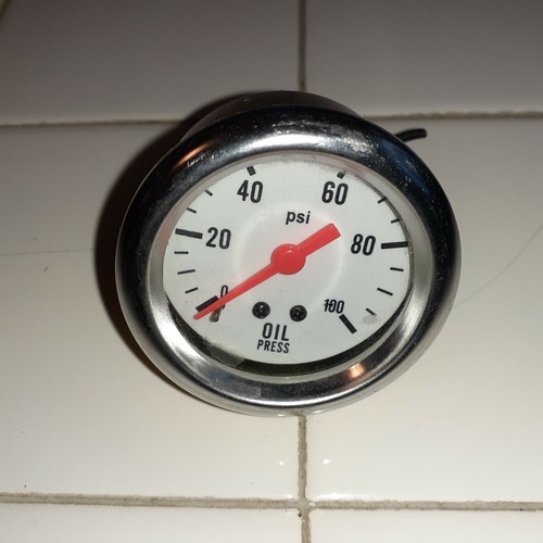 Equus 2" 2 Inch White Face Oil Pressure Gauge 0100 PSI Chrome Bezel eBay