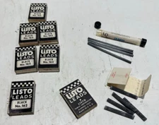 VTG Lot Seven (7) Boxes Listo Lead Black No. 162 Refills + Scripto Crayon Leads