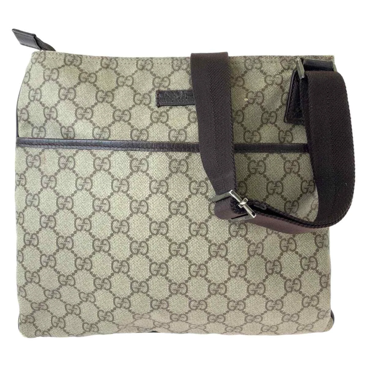 GUCCI 141626 Sac à bandoulière diagonal sac messager beige marron GG toile suprême GG