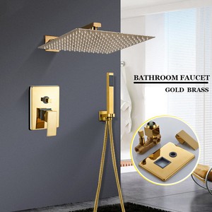 Goldene Dusche Wasserhahn Set 10" Regen Duschkopf Unterputz