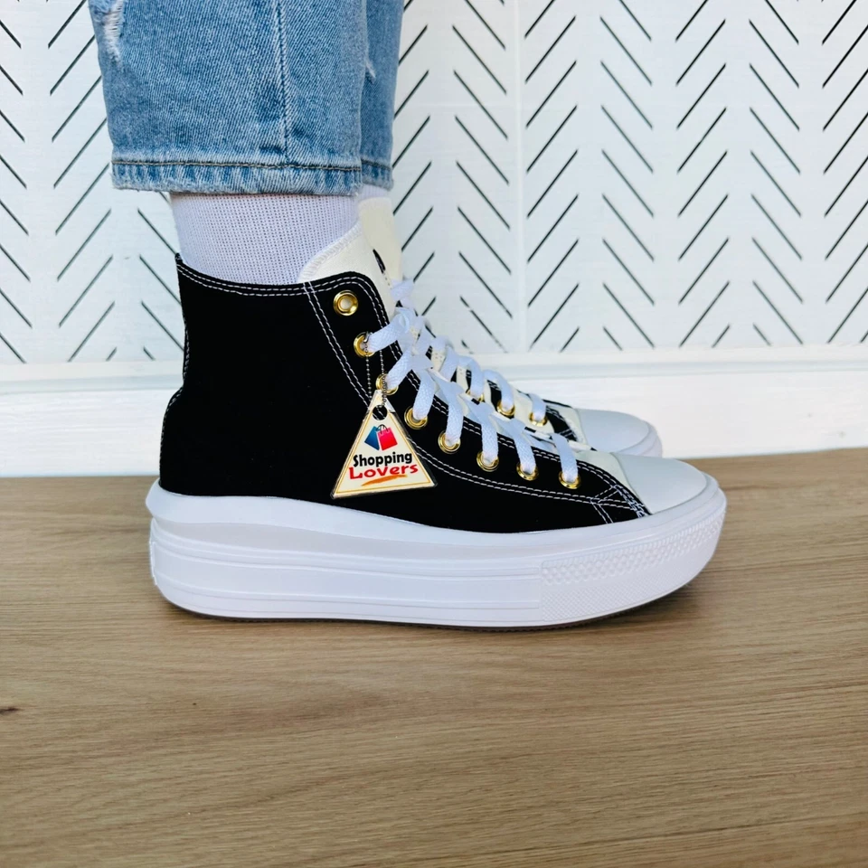 🤩Rare Converse Chuck Taylor All Star Move Hi Women Shoes Sz 9 Black White Zebra - Image 3 of 4