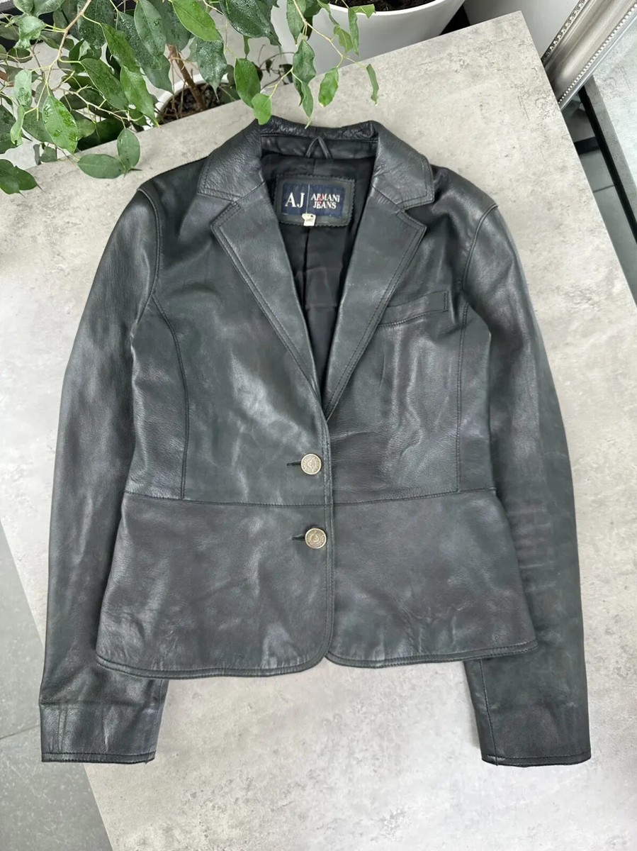 Armani Jeans Vintage Leather Jacket Women`s Size 40 | eBay