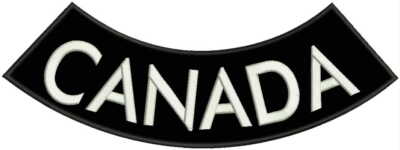 Canada Rocker Patch Canada White on Black Iron on Bottom Rocker Large Patch for Jacket Vest ...