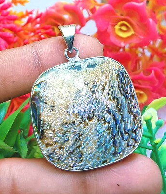 Pendentif Cœur En Argent 925 Avec Pierre Coquille D’Orme – Ancien, Multicolore