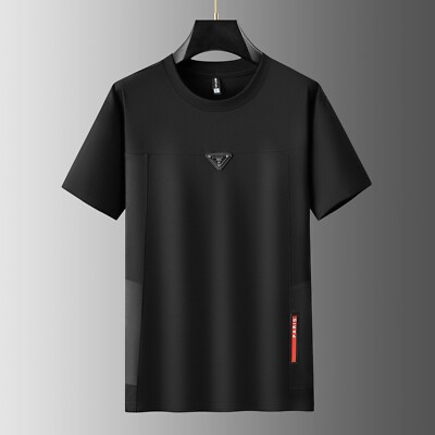 New Fashion Trend Embroidered Summer Short Sleeve Luxury Men Black T-Shirt