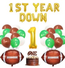 Football First Year Down Baby's 1st Birthday Party Decorations Balloons Cake Top