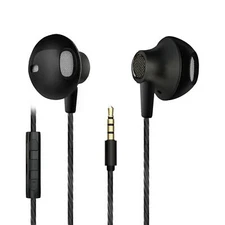 Stereo Extra Bass Wired 3.5mm Metallic Earbud with Volume Control + Mic