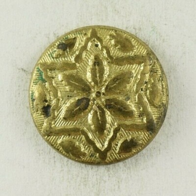 1820s-40s 1-Piece Golden Age Six Leaves Radial Fern Design Button 2 E3CT