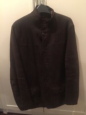 Men’s Designer Elie Tahari 100% Shearling Brown Jacket Made In Italy Size Small