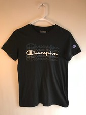 Champion T-Shirt Boy's Size Large Black Athleticwear Crewneck Short Sleeve Tee