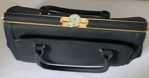 La Terre Fashion Woman’s Vegan Handbag Black Jeweled Snap Closure - Picture 5 of 7