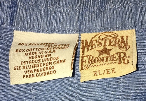 Camisa para hombre Western Frontier azul con botones a presión talla XL - Imagen 3 de 5