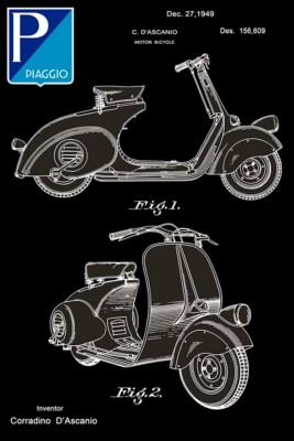 Poster Publicitaire Italien Vintage - Scooter Vespa Piaggio - Affiche Murale Neuve