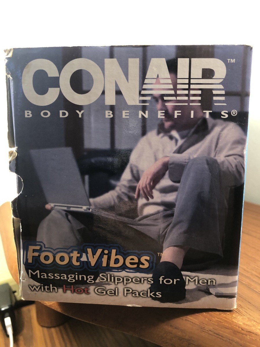 Conair Foot Vibes Massaging Slippers For Men with Pockets for Hot Packs Conair Foot Vibes Massaging Slippers For Men with Pockets for Hot Packs