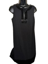 Nine West Solid Black Size 8 Women Wide Strap Lined Sequin Pullover Knee Length