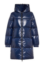 $1,100 Duvetica Italy Women Down Parka Long Jacket Coat  Navy Blue Sz S - M (42)