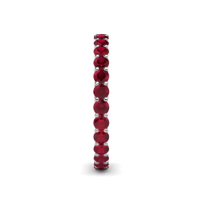Sterling Silver 925 Ruby Brilliant-Cut Round 2.00mm Full Eternity Band Ring - Image 4 of 4