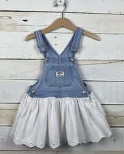 Girls OSHKOSH B'Gosh Sz 2T Overall Dress Light Denim White Eyelet Skirt