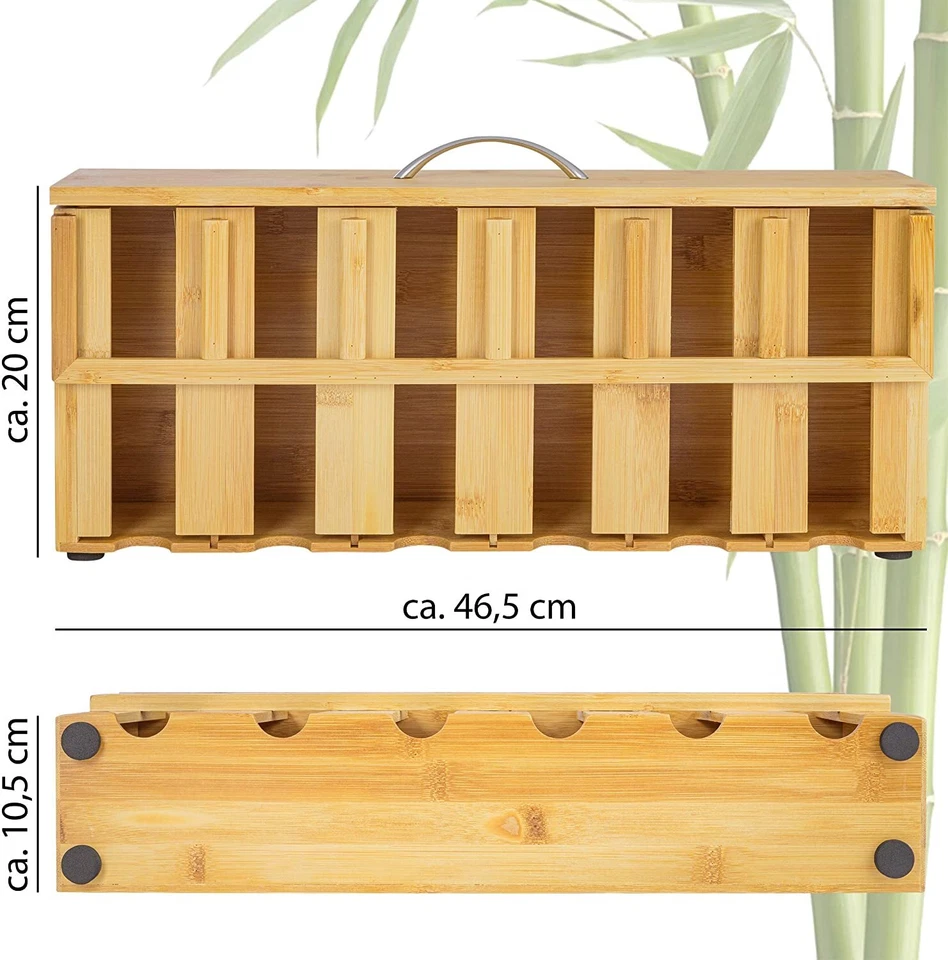 ONVAYA® Teebox aus Holz | Teekiste mit 6 Fächern | für ca. 200 Teebeutel - Bild 2 von 4