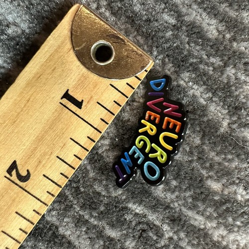 Enamel Pin Neurodivergent Spell Out Rainbow Pin Brooch Lapel Badge Jewelry New - Picture 3 of 4