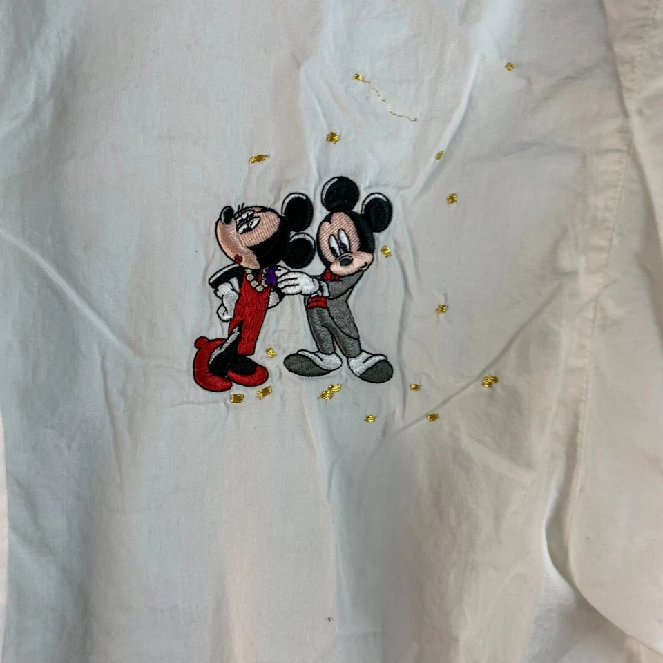 Camisa Vaquera Vintage Disney Mickey Mouse Bordada Minnie Mickey Talla L Foto 3 de 4