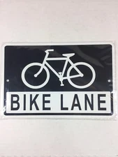 BIKE LANE Metal Street Bicycle Path Sign 6”x9” (NEW)