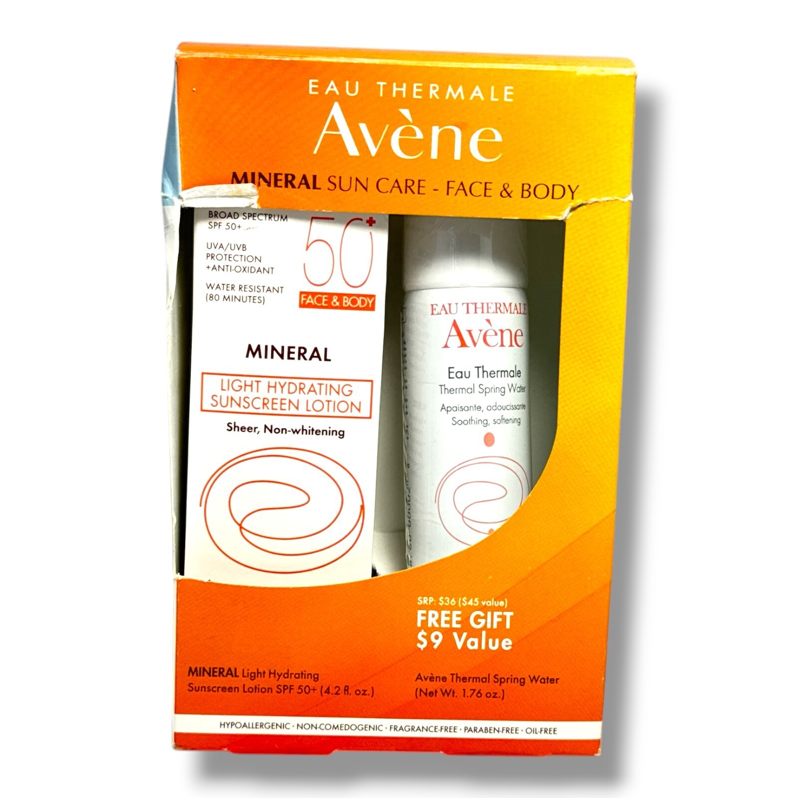 Avene Eau Thermale Mineral Sun Care - Face & Body 2-Piece Set (New In Box)