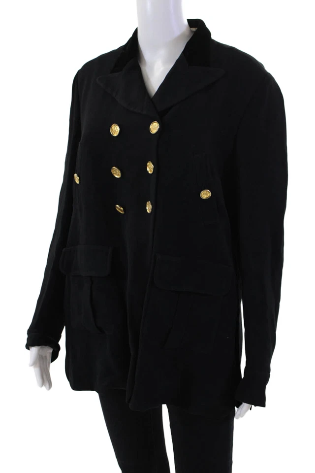 Sonia Rykiel Womens Wool Long Sleeve Lined Pleated Button Blazer Black Size EUR - Image 3 of 4
